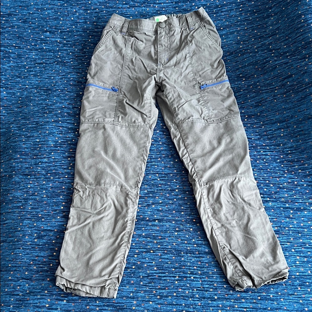 Mini Boden Gray Cargo Pants with Jersey striped lining and Blue Accents, size 11